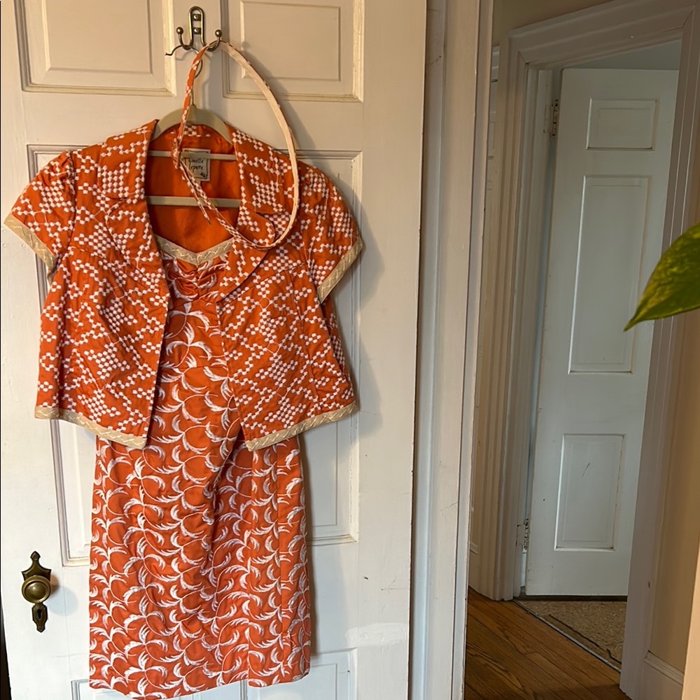 Vintage Orange Dress and Jacket Set